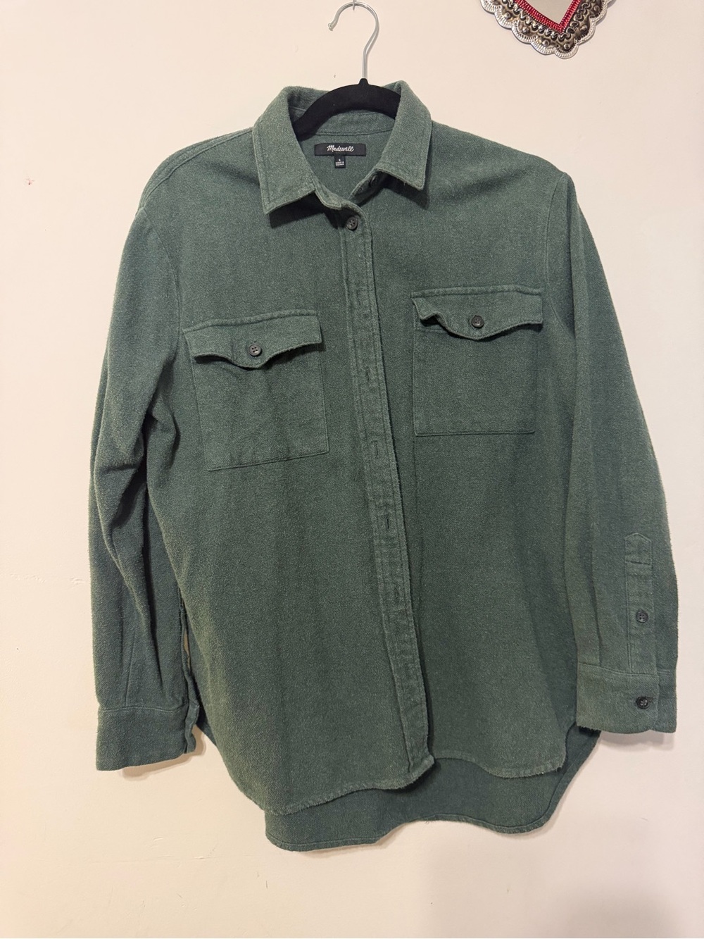 Madewell Green Button-Front Shirt Jacket